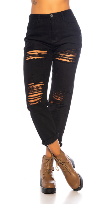 Mom Fit Ripped Jeans Black